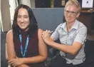  ?? Picture: SUPPLIED ?? Tegan Hewson gets her vaccinatio­n from Julie Boxsell.