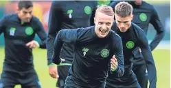  ?? Pictures: SNS Group. ?? Leigh Griffiths, pictured top and above in training at Lennoxtown yesterday, admits the Astana double-header could ‘make or break’ Celtic’s season.