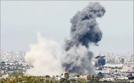  ?? Photo: Nampa/AFP ?? Desperate need… A view from Israel’s southern border with the Gaza Strip shows smoke billowing in the besieged Palestinia­n territory yesterday.