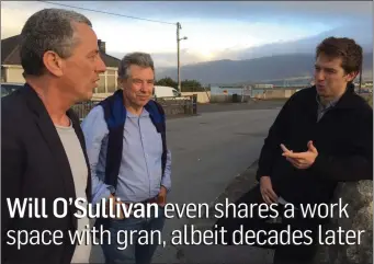  ??  ?? Will O’Sullivan (right) with father Kyran and uncle Jerry in Fenit during the week.