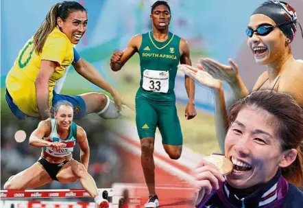  ??  ?? All powered up: (clockwise from top left) Marta, Caster Semenya, Yusra Mardini, Saori Yoshida and Jessica Ennis-Hill are the ones to watch at the Games this year. — Agencies