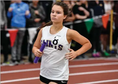  ?? File photo ?? The St. Raphael girls indoor track team suffered Division I defeats to Classical and North Kingstown Tuesday night at the PCTA. The Saints received a victory from junior sprinter Faith Kizekai.