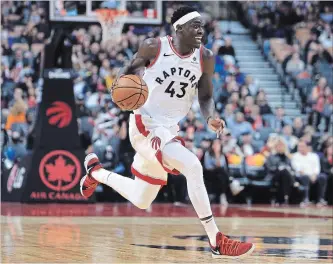  ?? GETTY IMAGES FILE PHOTO ?? Toronto Raptors power forward Pascal Siakam, whose 2019-20 contract was picked up on Wednesday, achieved a career high in points and in rebounds during back-to-back games earlier this week.