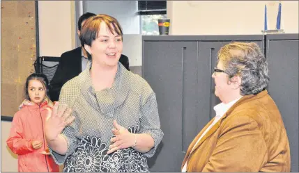  ?? BETH PENNY/THE TELEGRAM ?? (Left to Right): Melanie Murphy speaking with Barb Sweet about how she depended on the generosity of others for blood donations, throughout her son’s cancer treatments.