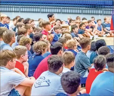  ?? Steven Eckhoff ?? Campers look on during the Big Blue Basketball Camp on Tuesday at Model High School.