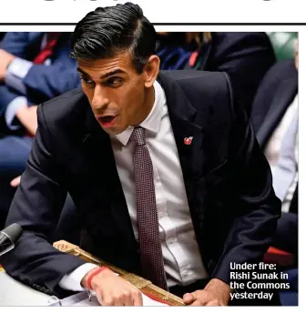  ?? ?? Under fire: Rishi Sunak in the Commons yesterday