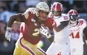  ?? Michael Dwyer / Associated Press ?? Boston College running back AJ Dillon, a New London native, has been invited to NFL combine.