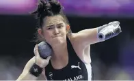  ?? PHOTO: REUTERS ?? Putting the effort in . . . Holly Robinson, of Dunedin, on her way to securing the bronze medal in the F46 women’s shot put at the Paralympic Games in Paris last night.