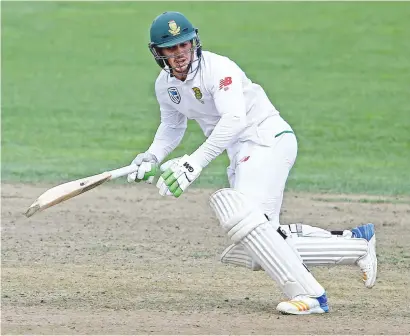  ?? Picture: Gallo Images ?? GUTSY INNINGS. Proteas wicketkeep­er Quinton de Kock batted through the pain to score 90 on the second day of the third Test against New Zealand in Hamilton yesterday.