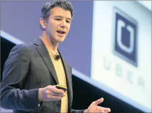  ??  ?? Travis Kalanick, founder and chief executive of Uber, delivers a speech at the Institute of Directors Convention at the Royal Albert Hall in central London. He has resigned under pressure from investors.