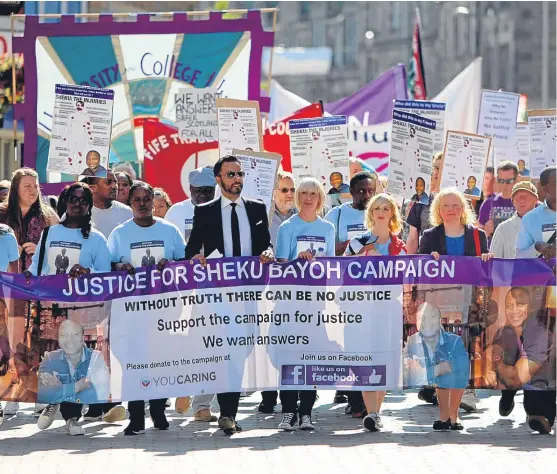  ?? Picture: Kris Miller. ?? Hundreds of people held a march four months after Sheku Bayoh’s death in police custody in 2015.