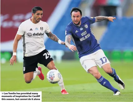  ??  ?? > Lee Tomlin has provided many moments of inspiratio­n for Cardiff this season, but cannot do it alone