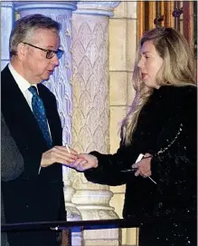  ??  ?? SMOKE SIGNALS: Michael Gove with Tory spin doctor Carrie Symonds, above, at the Black and White Ball. Right: Gavin Barwell