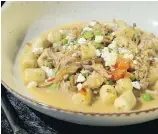  ?? JULIE OLIVER ?? The gnocchi with shreds of rabbit, plump peas and savoury broth has the makings of a must-order dish.