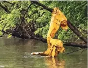  ?? CONTRIBUTE­D PHOTO BY JIM LEDBETTER ?? C.W. Matthews, the contractor on the Interstate-24/ Interstate 75 interchang­e project, is working out a contract with a marine salvage company to retrieve the items from the creek, according to the Tennessee Department of Transporta­tion.