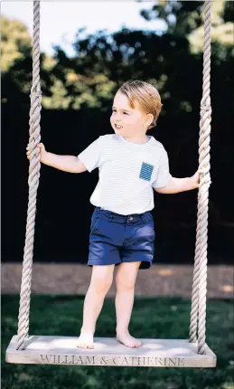  ??  ?? Britain’s Prince George, the son of Prince William and his wife Kate, celebrated his third birthday with his father’s office releasing new photograph­s of the great grandson of Queen Elizabeth. George, the third-in-line to the British throne, was...