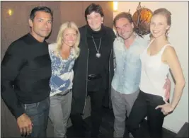  ?? Courtesy, Banff Mayor Karen Sorensen ?? Mark Consuelos, from left, Kelly Ripa, Mayor Karen Sorensen, actor Johnny Galecki and his girlfriend actor Kelli Garner pose for a photo at Banff’s Balkan the Greek.