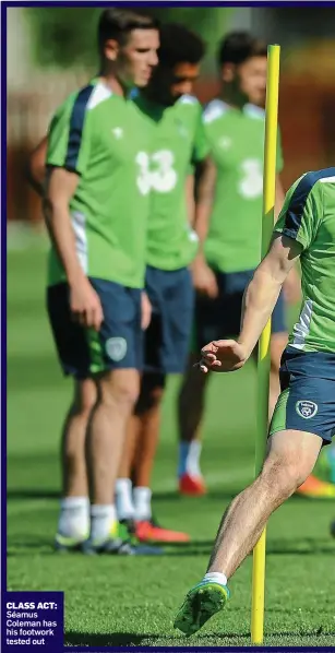  ??  ?? CLASS ACT: Séamus Coleman has his footwork tested out