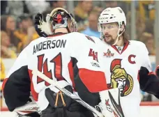  ?? CHARLES LECLAIRE, USA TODAY SPORTS ?? Goalie Craig Anderson and defenseman Erik Karlsson are two big reasons the Senators are in the Eastern Conference finals.