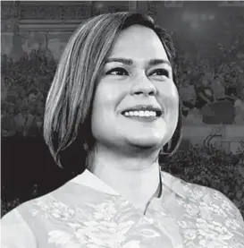  ?? ?? SARA DUTERTE – Sara Zimmerman Duterte-Carpio, more known by the Filipino people as “Inday Sara,” is a Filipino