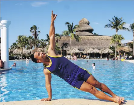  ?? TRACY McLAUGHLIN ?? Resort entertaine­r Fernando Julio Aranda is full of energy poolside at Iberostar’s resort in Varadero, Cuba. “You absolutely can lose weight and get more fit on your holiday,” Aranda said.