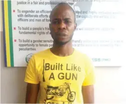  ??  ?? Pius Kingsley Ebere, a auto-spare parts dealer arrested for being in possession of stolen auto-parts