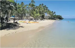  ??  ?? Lagoon Beach and activities area at Shangri-La’s Fijian Resort and Spa on Yanuca Island.