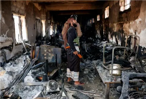  ?? ?? n this picture taken Tuesday, Jan. 2, 2016, a man examines damage at the National Museum in the war-torn city of Taiz, Yemen. Abdulnasse­r Alseddik/ASSOCIATED PRESS