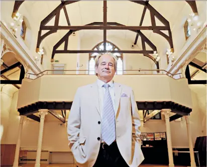  ??  ?? School of the future: Professor James Tooley at the converted church in Durham, below left, where he plans to open a private school