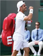  ?? Picture: EPA ?? THUMPING WIN: Thomas Fabbiano celebrates beating Stan Wawrinka at Wimbledon yesterday.