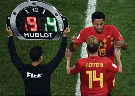  ?? FOTO BELGA ?? Vervangen door Dries Mertens. Is dit het einde van Mousa Dembélé als Rode Duivel?