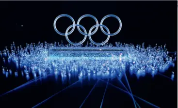  ?? ?? Olympic Rings are raised during the opening ceremony of the Olympic Winter Games Beijing 2022 on February 4