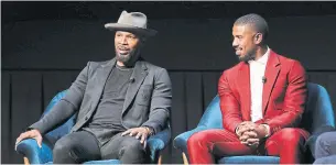  ?? ROBIN MARCHANT GETTY IMAGES ?? Jamie Foxx, left, and Michael B. Jordan play a wrongly convicted man and a crusading lawyer, respective­ly, in Just Mercy. The movie is based on a 2014 book by Bryan Stevenson.