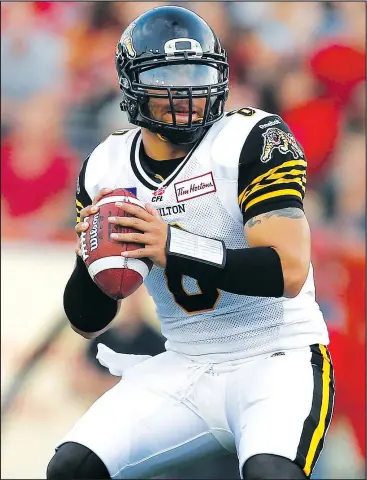  ?? — POSTMEDIA NEWS ?? Hamilton Tiger-Cats quarterbac­k Jeremiah Masoli is enjoying a great season so far. The Blue Bombers are looking to avenge a loss to Masoli and the Ticats on June 29.