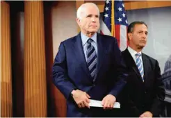  ?? — AP ?? WASHINGTON: In this Jan 7, 2009 file photo, Sen John McCain, R-Ariz, left, and Sen Russ Feingold, D-Wis, take part in a news conference on Capitol Hill.