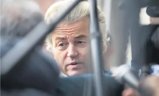  ?? Picture / Bloomberg ?? Geert Wilders’ performanc­e has been closely watched by right- wing politician­s elsewhere in Europe heading into their own elections.