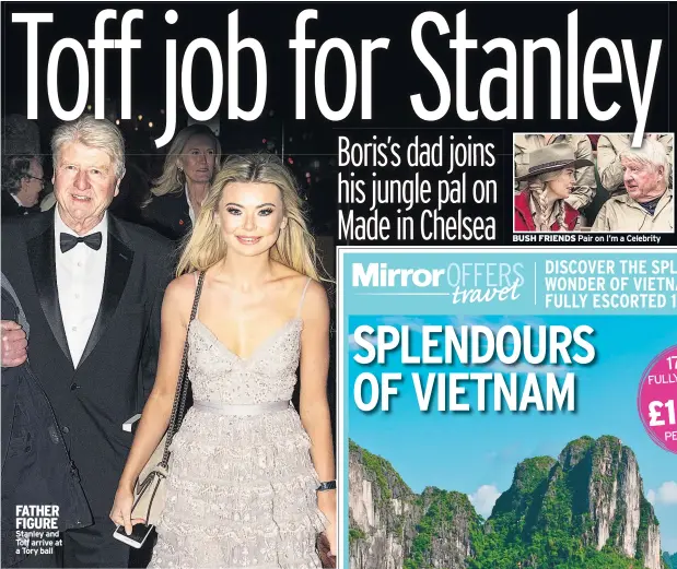  ??  ?? FATHER FIGURE Stanley and Toff arrive at a Tory ball