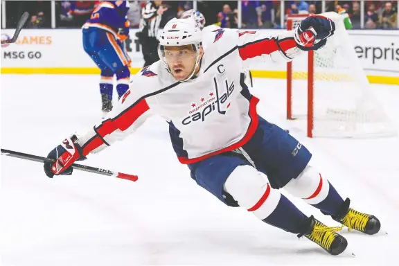  ??  ?? A lost NHL season could be a major blow to Capitals superstar Alex Ovechkin in his pursuit of Wayne Gretzky’s all-time goals record.
DENNIS SCHNEIDLER/USA TODAY SPORTS FILES