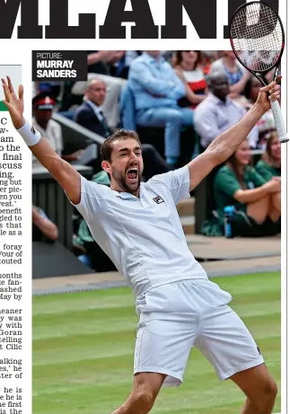  ?? PICTURE: MURRAY SANDERS ?? Final joy: Marin Cilic roars with delight after his triumph