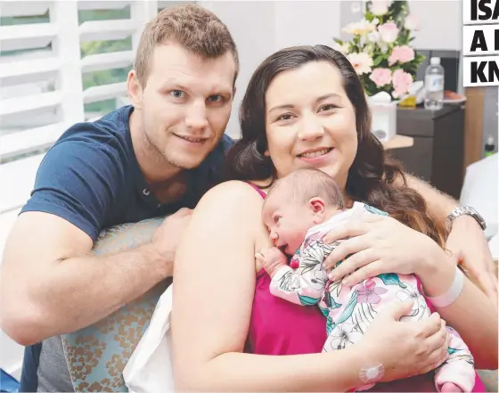  ?? BUNDLE OF JOY: Boxing champion Jeff Horn and his wife Jo with their first child, Isabelle Kate, who was born in Brisbane on Saturday. ??