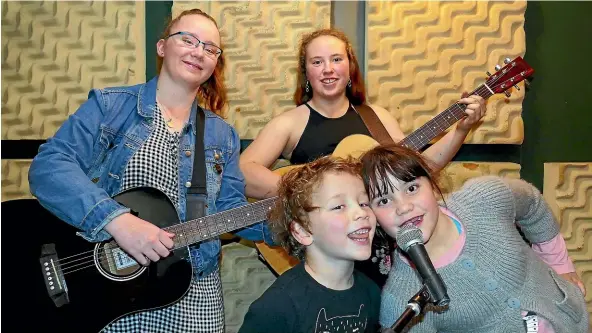  ?? JOHN HAWKINS/STUFF ?? Back from left, Holly Muirhead and Tahla Ward; front from left, Joshua Smith and sister Shanna-Beth Smith.