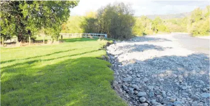  ??  ?? Rocks and gravel have been shifted from the left bank of the Ohau ¯ River at Kimberley Reserve, and moved to the right bank to protect that side from further erosion.