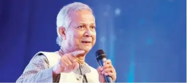  ?? File / Associated Press ?? ↑
Nobel Laureate Muhammad Yunus speaks on the 4th annual Social Business Day in Dhaka.