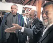  ?? NYT ?? Afghan President Ashraf Ghani, centre, and Gen Abdul Rashid Dostum in Kabul in April 2014.