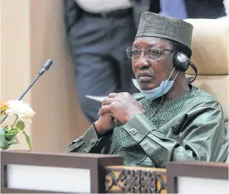  ?? REUTERS ?? Chad’s President Idriss Deby, seen here attending the G5 Sahel summit in Nouakchott, Mauritania, on June 30, 2020, has been killed in battle against rebels.