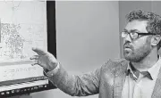  ?? [PHOTO BY JIM BECKEL, THE OKLAHOMAN] ?? Dan Yates, associate executive director of the Groundwate­r Protection Council, demonstrat­es software designed to help regulators quickly locate which disposal wells are near earthquake activity. Yates made the presentati­on at the Oklahoma Energy...