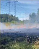 ??  ?? GRÄSBRAND. På måndagen larmades Närfs enheter från Vänersborg och Trollhätta­n till en gräsbrand på Lextorp. På en kvart fick de branden under kontroll. Ett område på 20 gånger 30 meter sveddes.