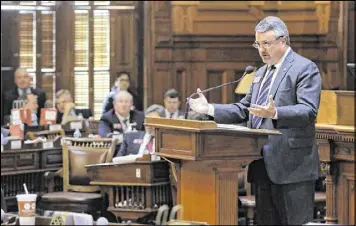  ?? BOB ANDRES / BANDRES@AJC.COM ?? Rep. Earl Ehrhart, R-Powder Springs, has served on the House Appropriat­ions Committee, which writes state budgets, for 20 years and has been chairman of the higher education subcommitt­ee for nearly eight.