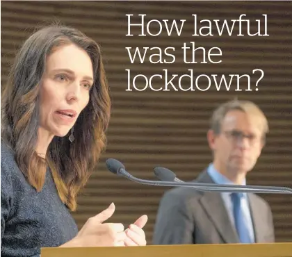  ?? Photo / Mark Mitchell ?? Prime Minister Jacinda Ardern and director-general of health Ashley Bloomfield have been taken to court over the lockdown, with Ardern accused of trying to ruin the economy.