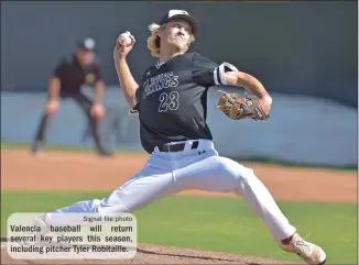  ?? Signal file photo ?? Valencia baseball will return several key players this season, including pitcher Tyler Robitaille.